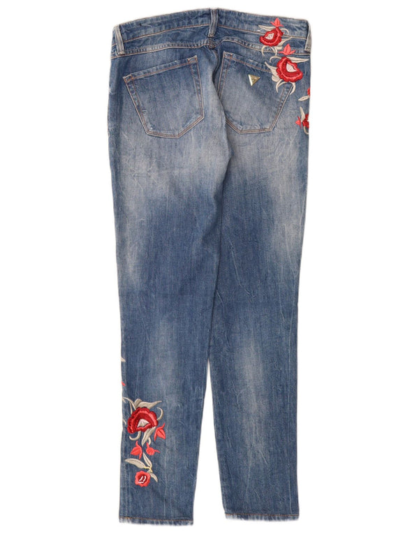 Jeans Guess Starlet bassi skinny da donna W27 L29 cotone floreale blu