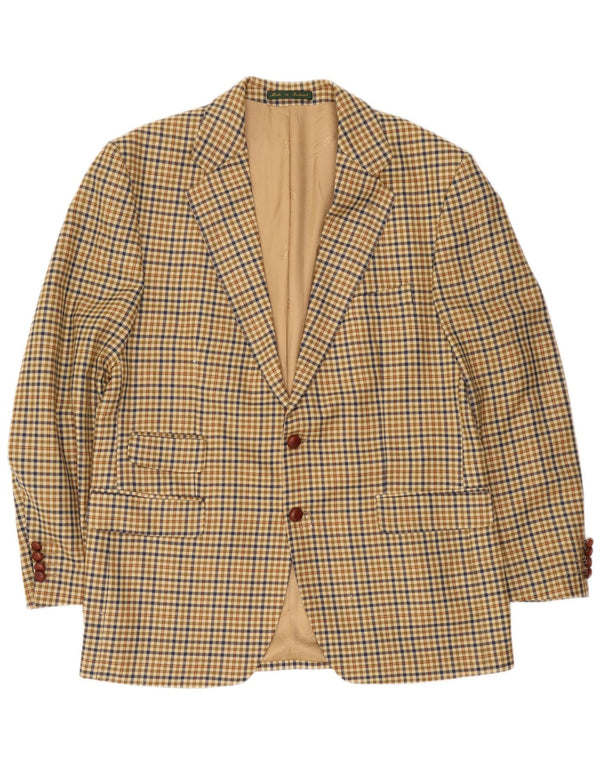 Giacca blazer da uomo a 2 bottoni Magee EU 54 Lana nuova a quadri beige grande