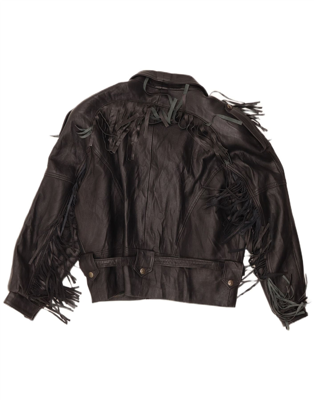 Giacca da motociclista in pelle vintage da uomo UK 40 grande nera