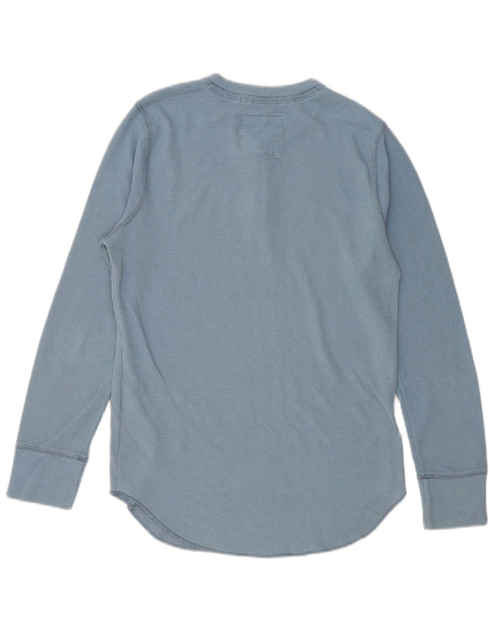 Top Hollister da uomo a maniche lunghe piccolo in cotone blu