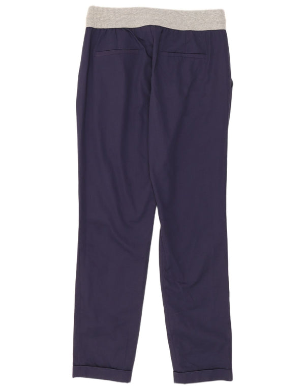 Zara Womens Tracksuit Trousers UK 12 Medium Navy Blue Colourblock Cotton