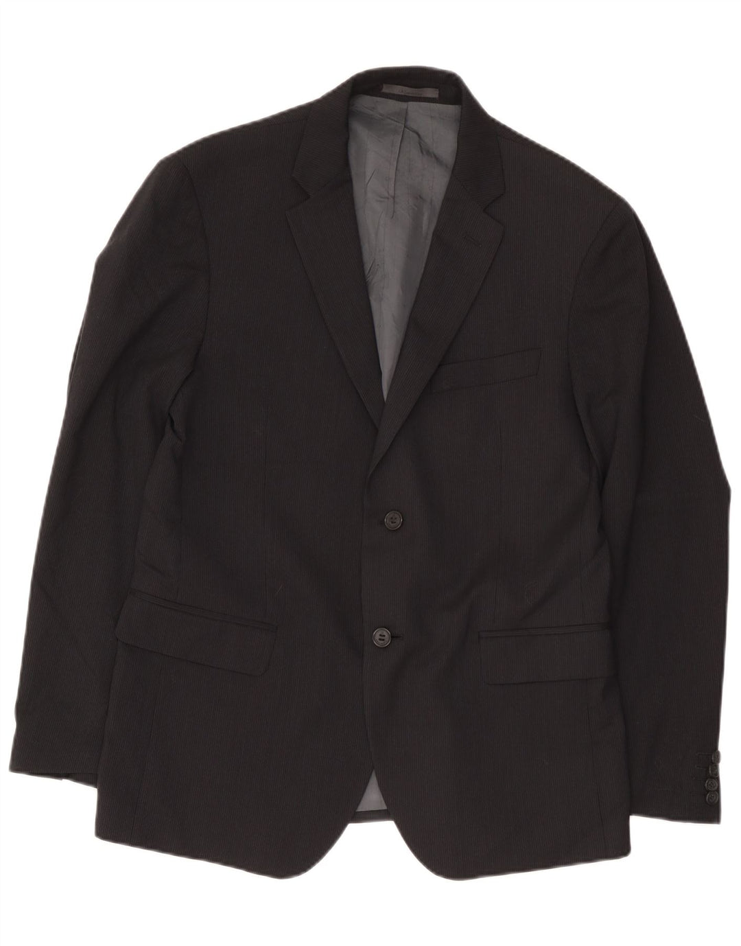 Giacca blazer da uomo a 2 bottoni Calvin Klein IT 52 XL lana gessata nera