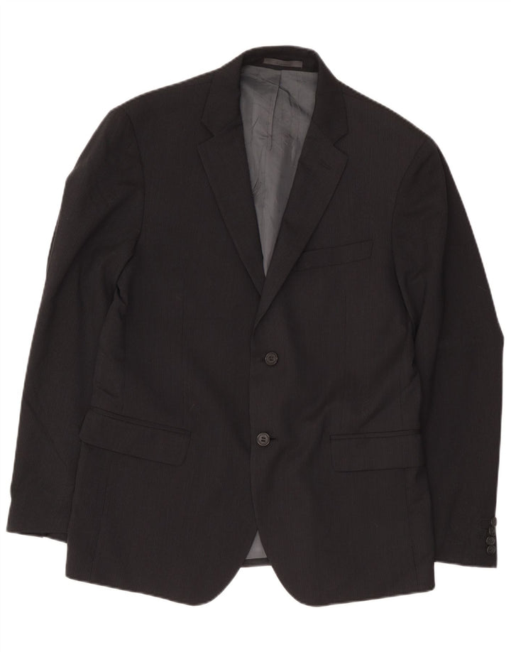 Giacca blazer da uomo a 2 bottoni Calvin Klein IT 52 XL lana gessata nera