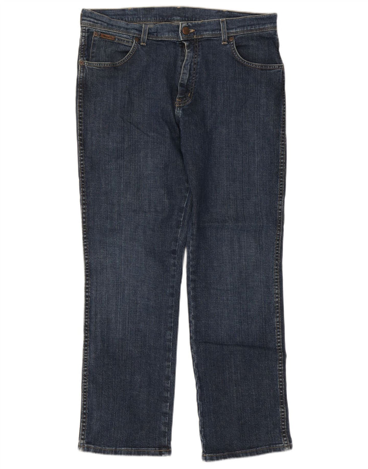 Jeans dritti elasticizzati Texas Wrangler da uomo W36 L30 cotone blu