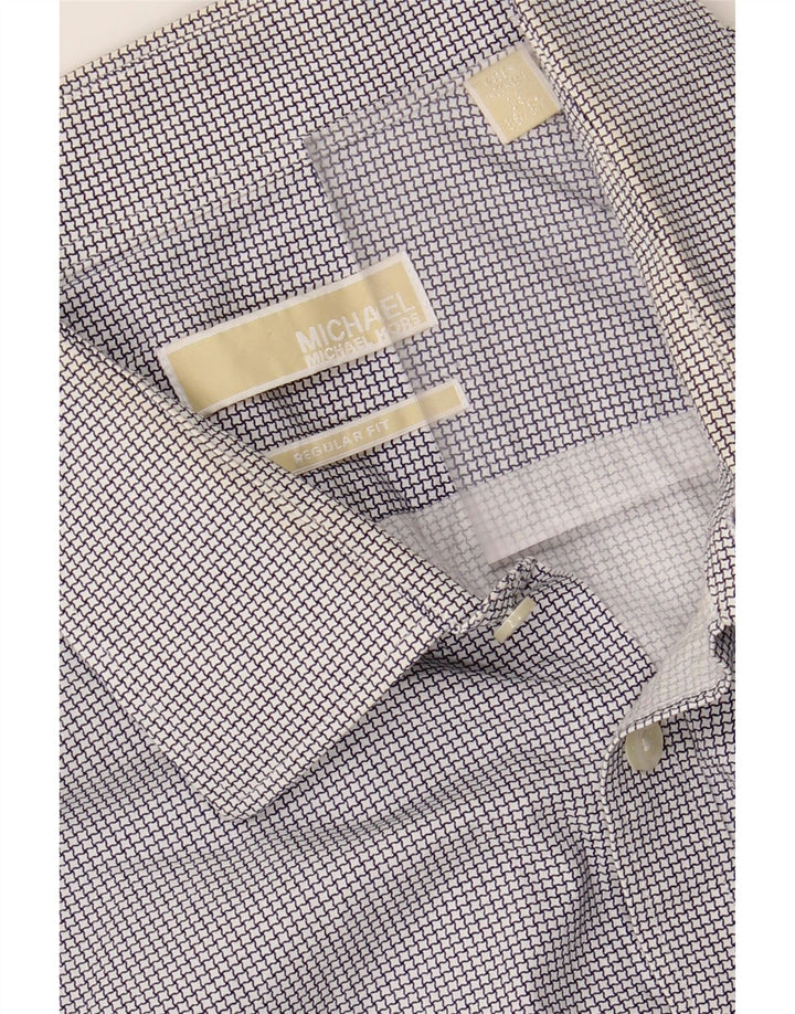 MICHAEL KORS Mens Abstract Pattern Regular Fit Shirt Size 18 2XL Blue Vintage Michael Kors and Second-Hand Michael Kors from Messina Hembry 