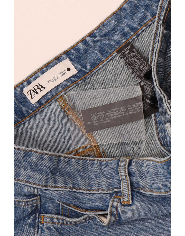 Gonna di jeans asimmetrica da donna Zara piccola W26 in cotone patchwork blu