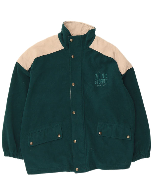 Giacca in pile dal taglio ampio con grafica vintage da uomo UK 36 Small Green Colourblock