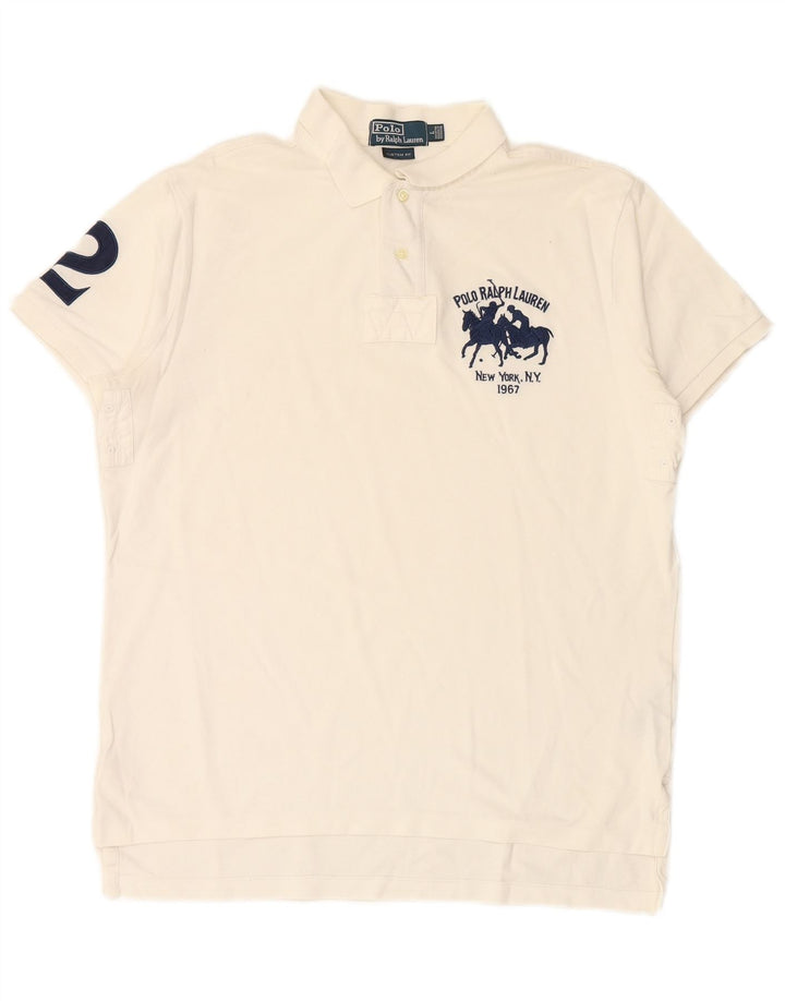 POLO RALPH LAUREN Polo da rugby da uomo su misura, grande, in cotone bianco