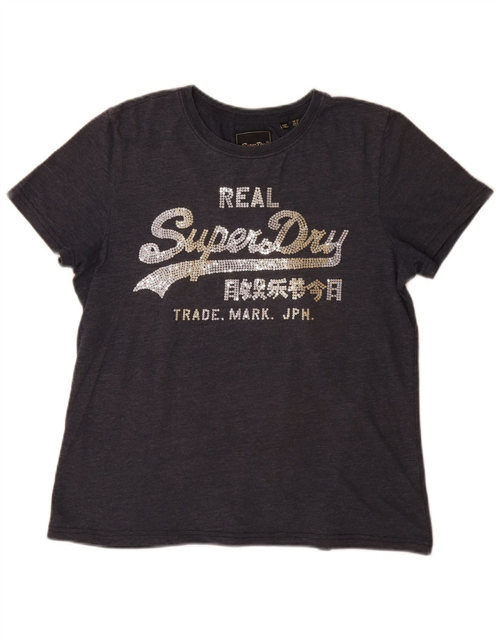 T-shirt grafica da donna Superdry Top UK 12 Grigio medio