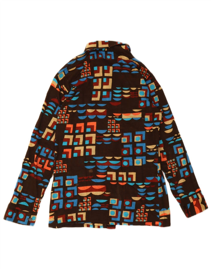 Camicia vintage da bambino 11-12 anni in poliacrilico geometrico marrone