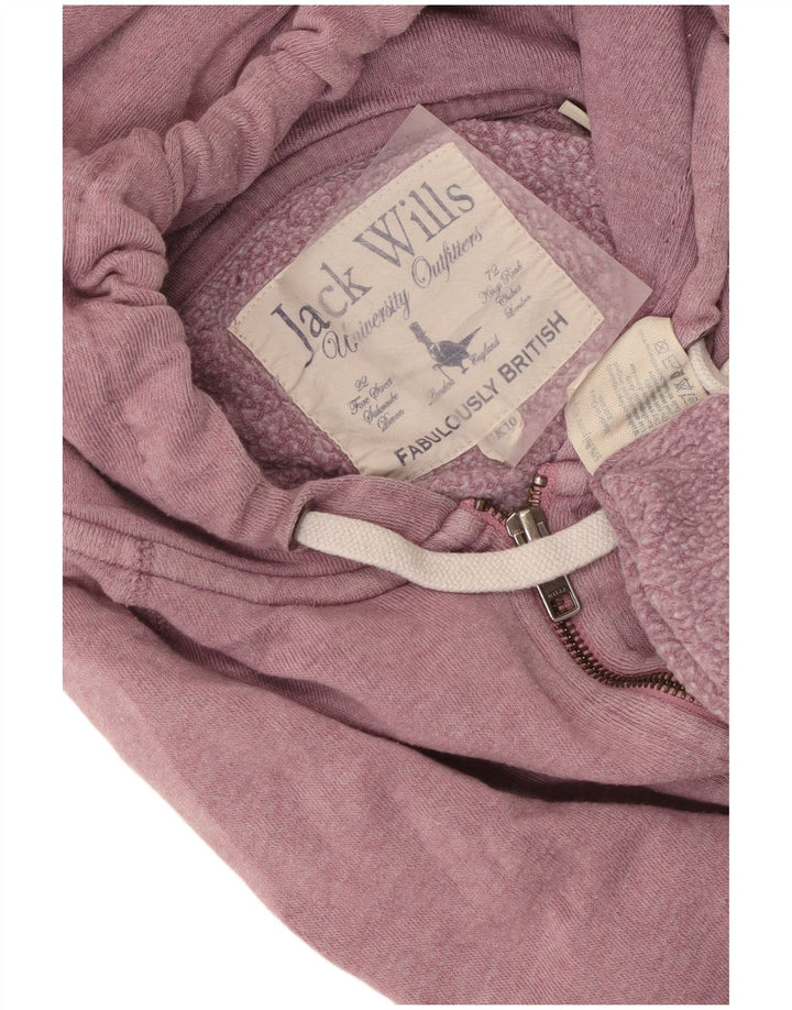 Maglione con cappuccio con zip grafica da donna Jack Wills UK 10 piccolo poliestere rosa