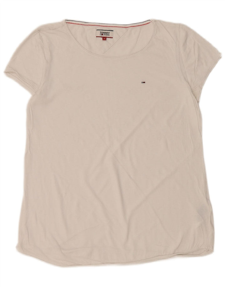 TOMMY HILFIGER T-shirt da donna Top UK 14 cotone bianco medio