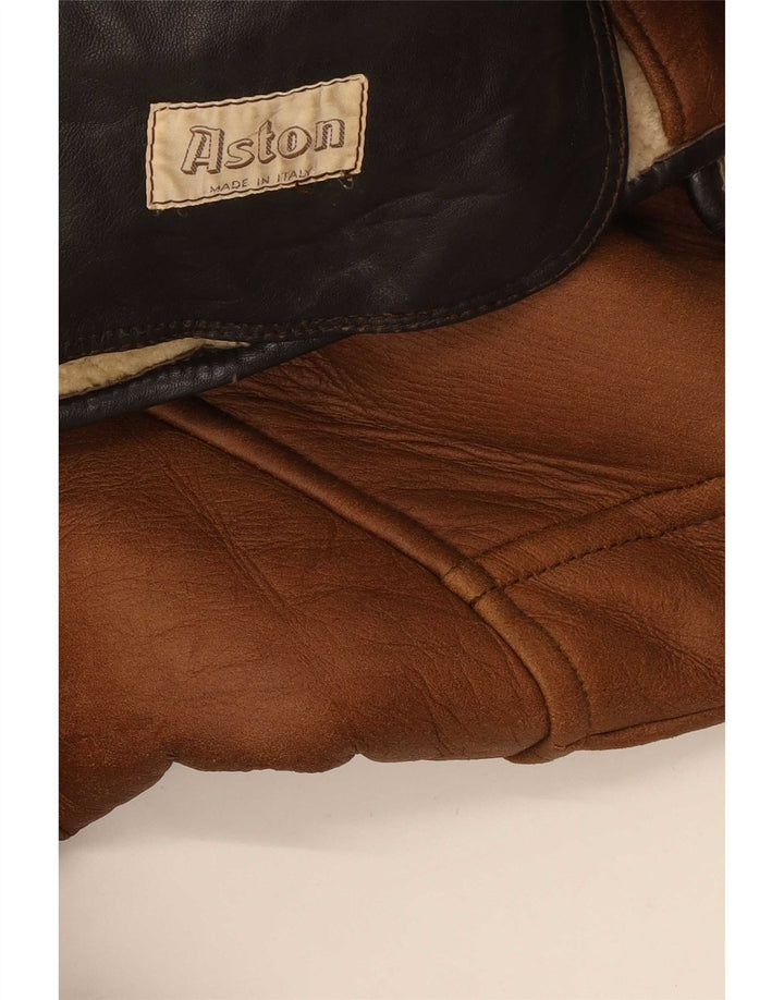 Giacca in pelle Sherpa da uomo Aston UK 40 grande marrone
