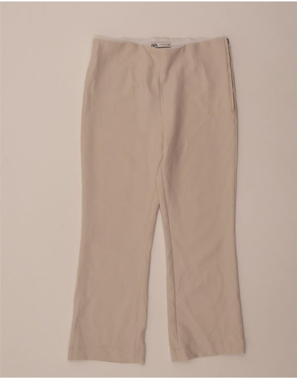Pantaloni casual bootcut a vita alta da donna Zara XL W38 L28 Beige