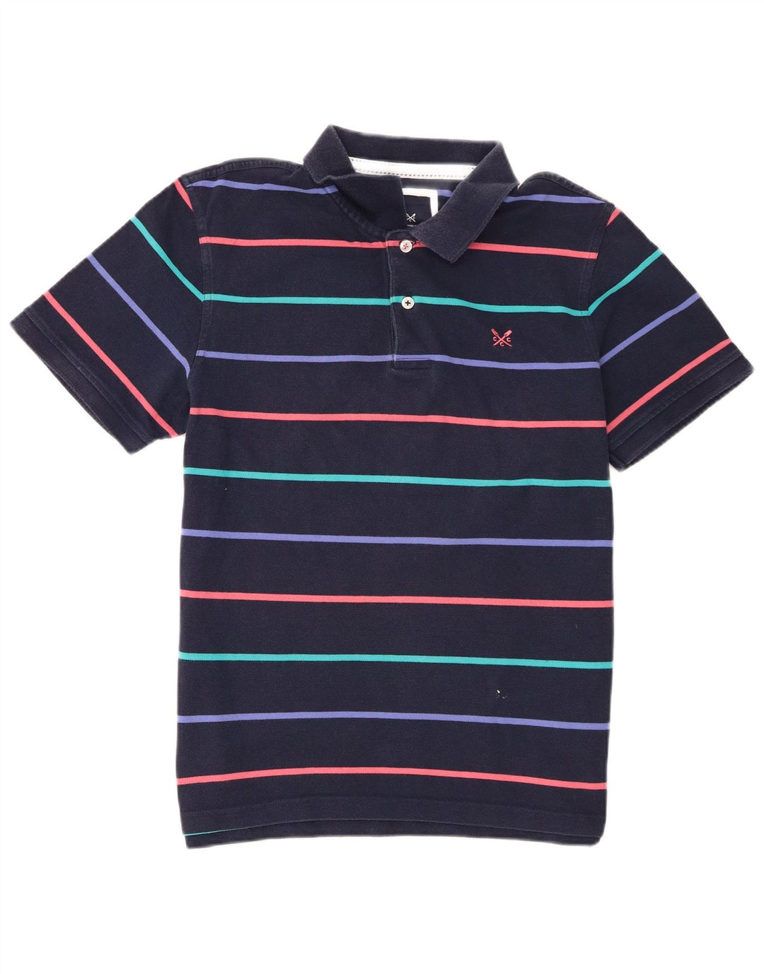 Crew Clothing Polo da uomo in cotone a righe medie blu navy