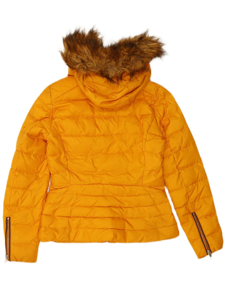 Giacca imbottita con cappuccio da donna Zara UK 10 piccola gialla in poliestere