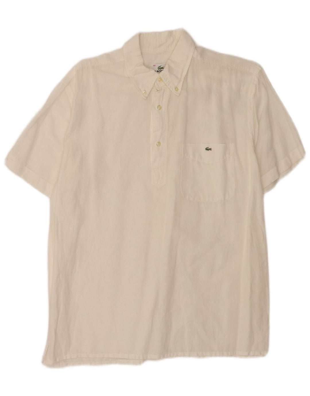 Camicia pullover a maniche corte da uomo Lacoste taglia 42 grande lino bianco