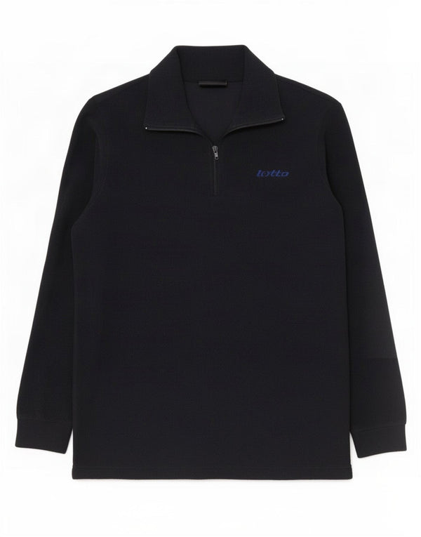 Maglione in pile da uomo Lotto con zip e collo medio in poliestere blu navy