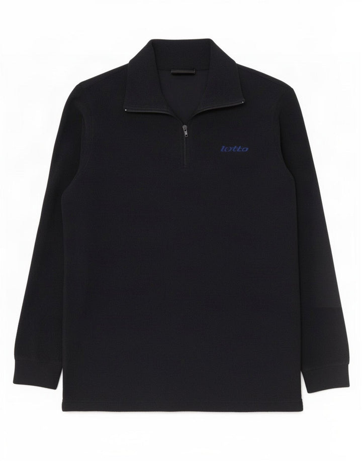 Maglione in pile da uomo Lotto con zip e collo medio in poliestere blu navy