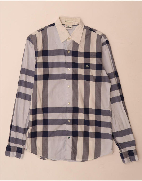 Camicia da uomo slim fit Lacoste taglia 38 piccolo cotone a quadri blu