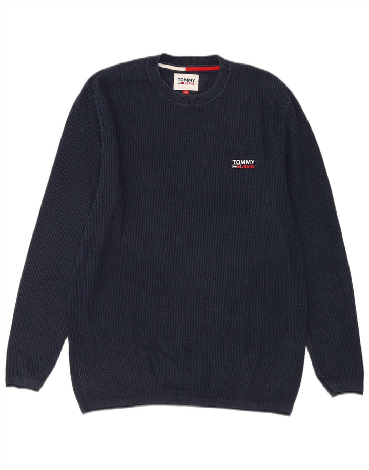 Maglione maglione girocollo da uomo Tommy Hilfiger cotone medio blu navy
