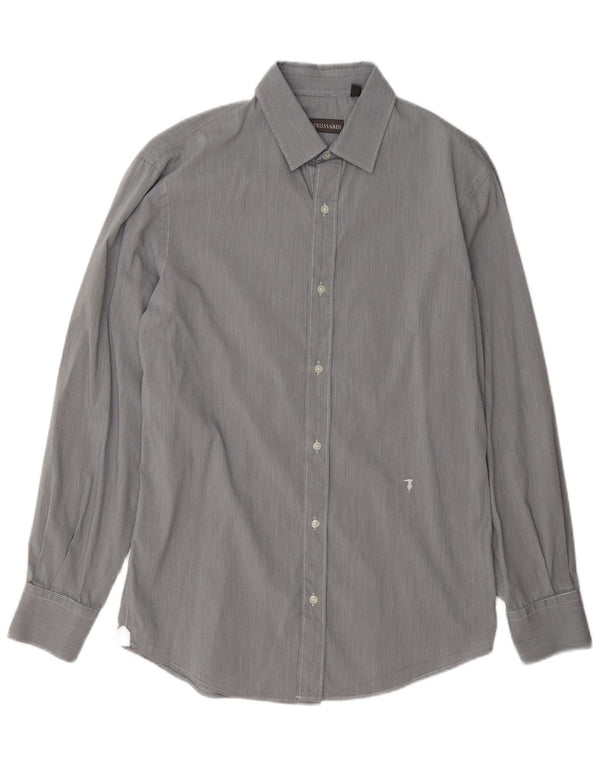 Camicia Trussardi Uomo Taglia 39 Pied De Poule Grigio Medio