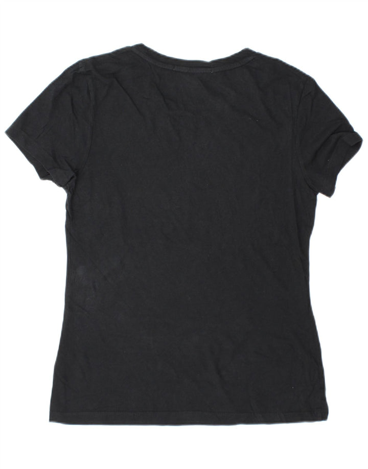 CALVIN KLEIN JEANS T-shirt grafica da donna Top UK 12 Cotone nero medio