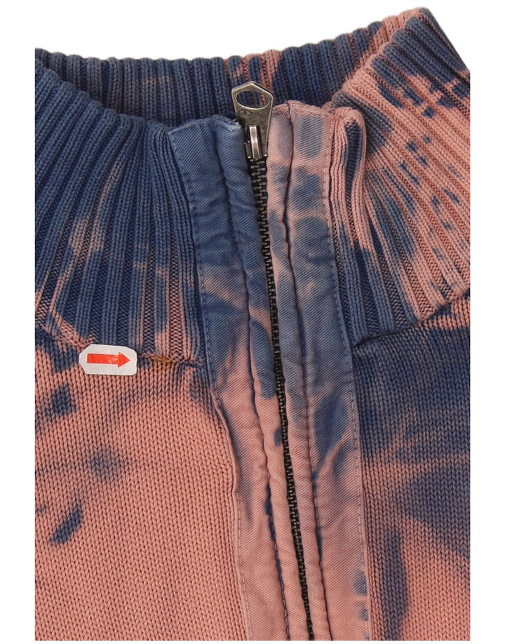 TOM TAILOR Maglione da uomo con zip e collo XL in cotone tie-dye blu