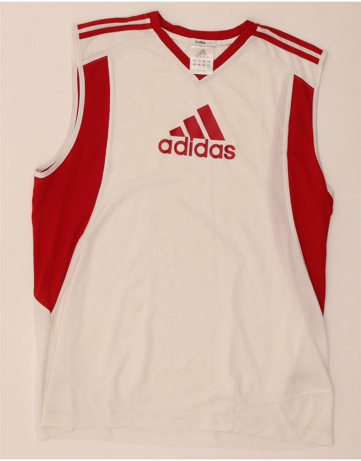 Canotta grafica Adidas Climalite da uomo, poliestere color block bianco medio