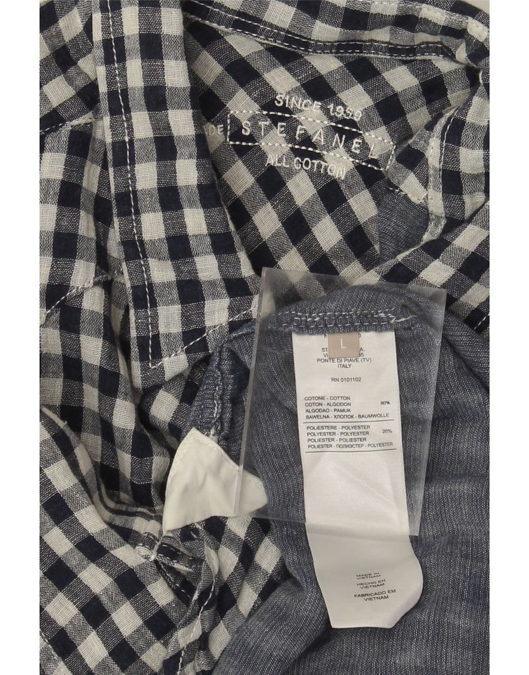 Camicia western da uomo Stefanel grande in cotone a quadretti blu navy