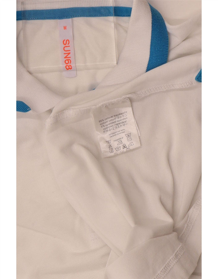 Polo da uomo Sun68 in cotone color block bianco medio