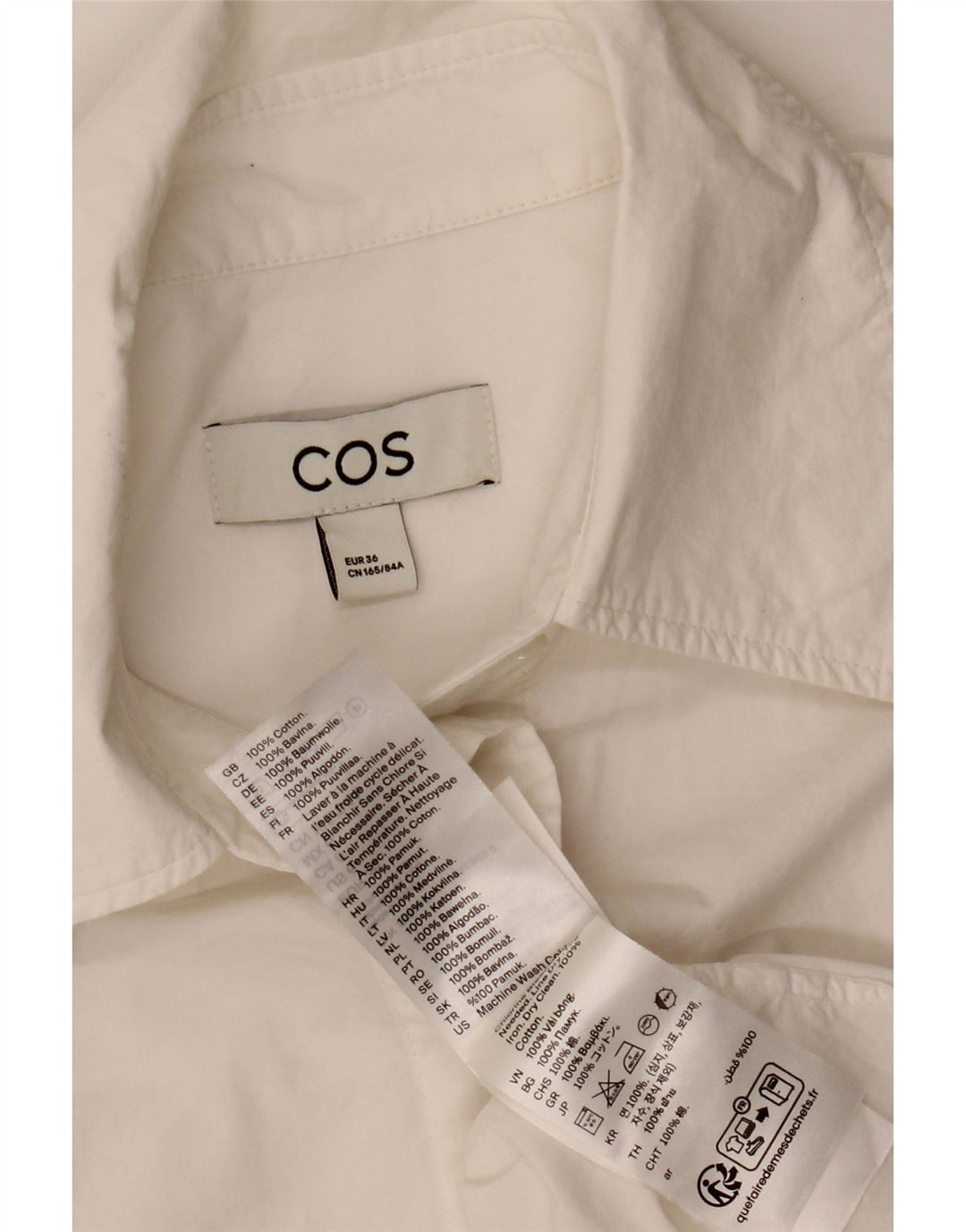 Camicia oversize da donna Cos EU 36 piccola in cotone bianco
