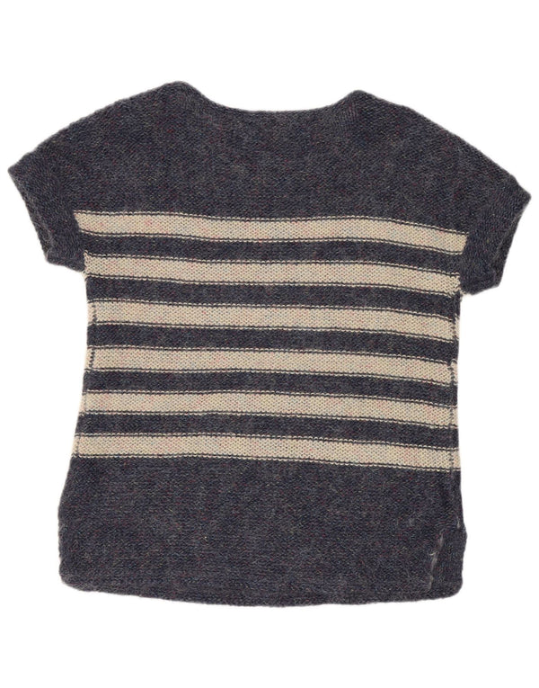 Gap Donna Maglione Girocollo Manica Corta Maglione UK 6 XS Blu Navy a Righe