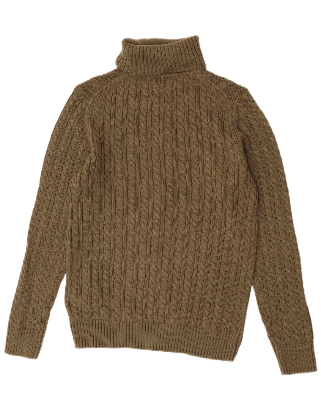 Maglione vintage da uomo con collo alto in cotone verde medio