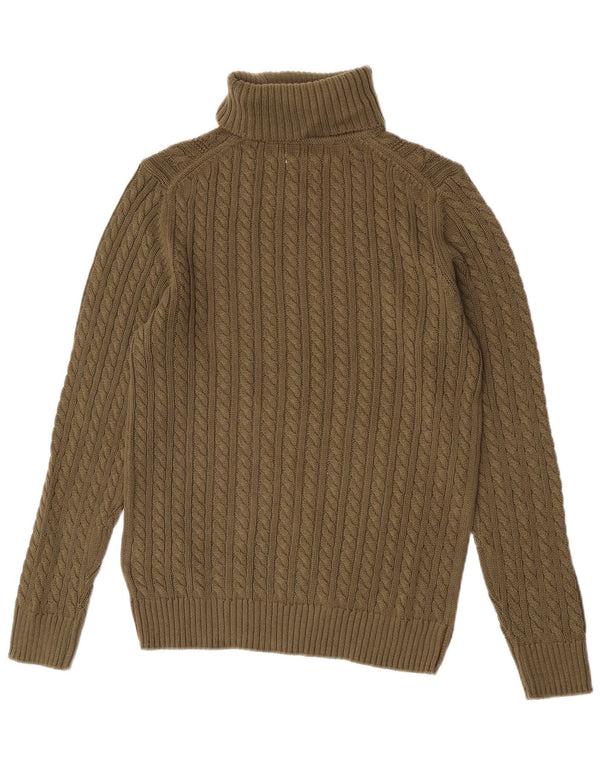 Maglione vintage da uomo con collo alto in cotone verde medio