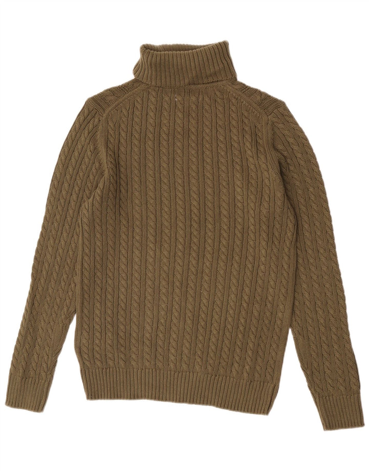 Maglione vintage da uomo con collo alto in cotone verde medio