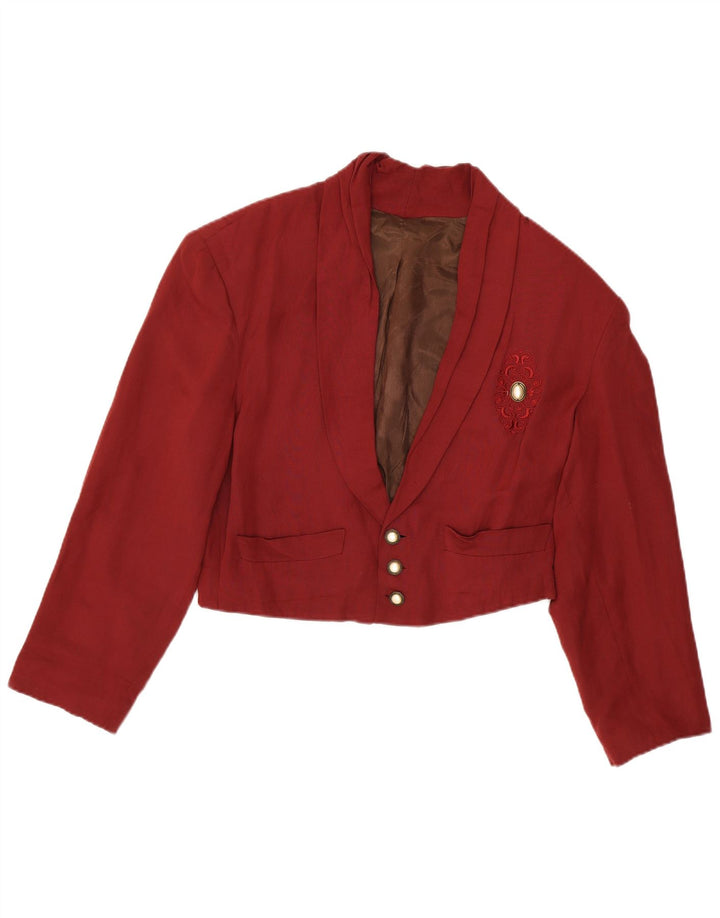 Giacca blazer vintage da donna oversize corta a 3 bottoni UK 14 marrone medio