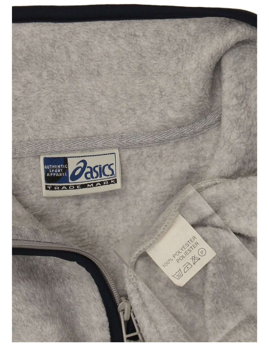 Maglione in pile da uomo Asics con zip e collo XL in poliestere grigio
