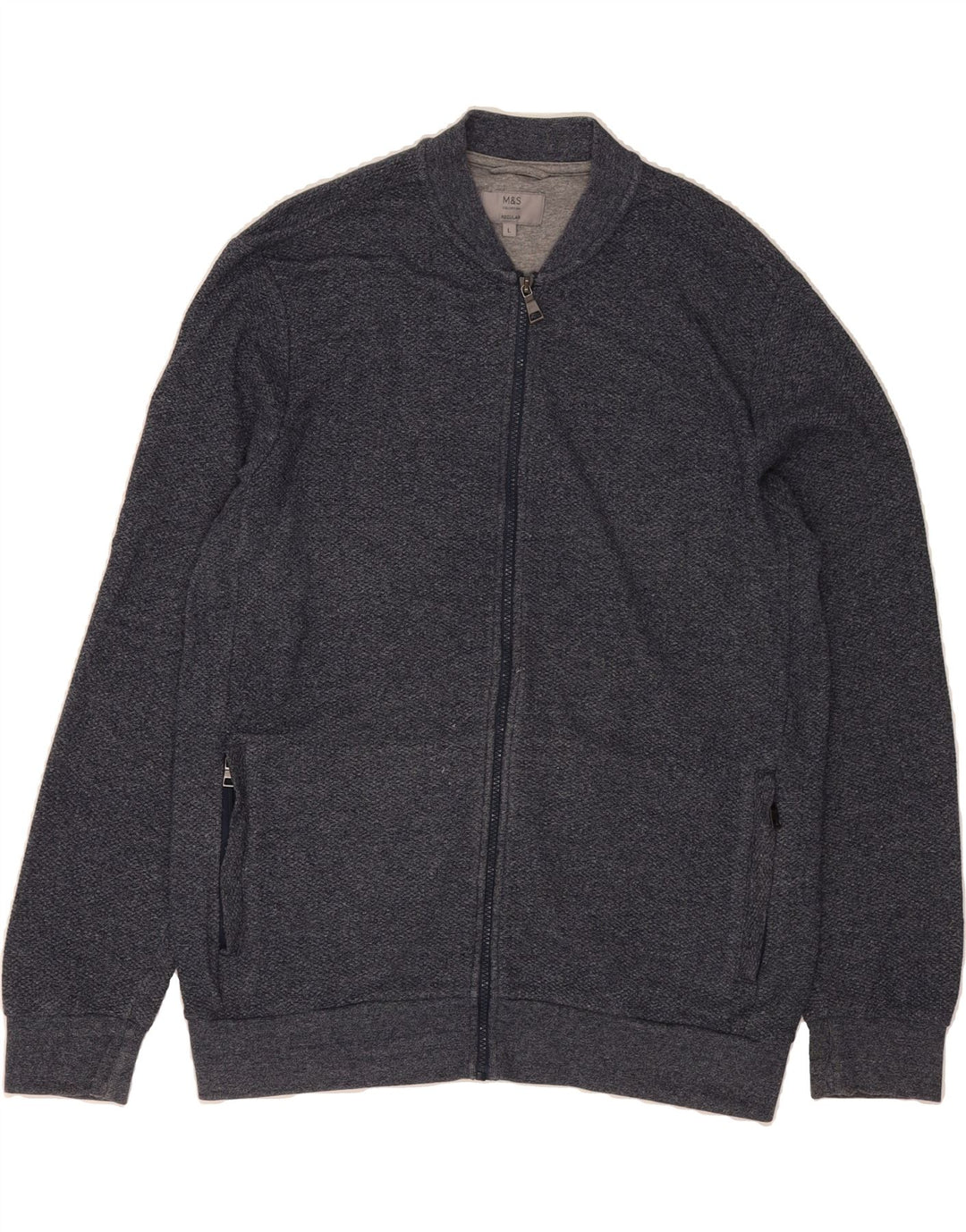 MARKS & SPENCER Mens Regular Fit Tracksuit Top Jacket Large Navy Blue Vintage Marks & Spencer and Second-Hand Marks & Spencer from Messina Hembry 