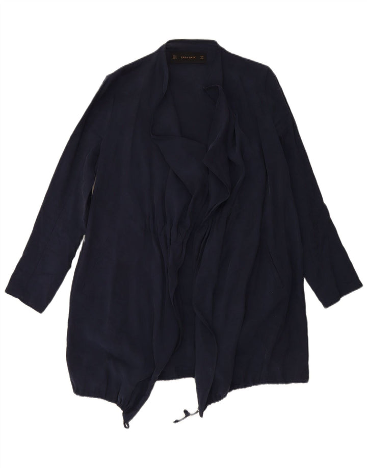 ZARA Womens Oversized Longline Cardigan Top UK 10 Small Navy Blue