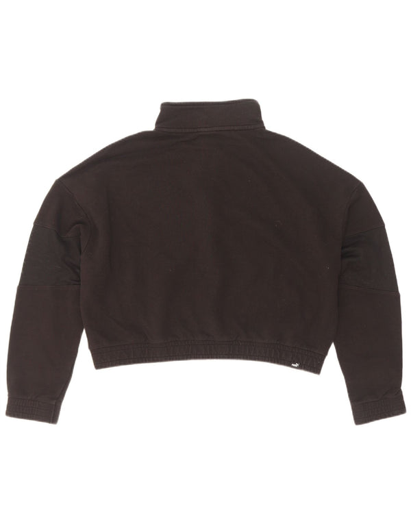Giacca da ginnastica oversize corta da donna Puma UK 10 piccola in cotone nero