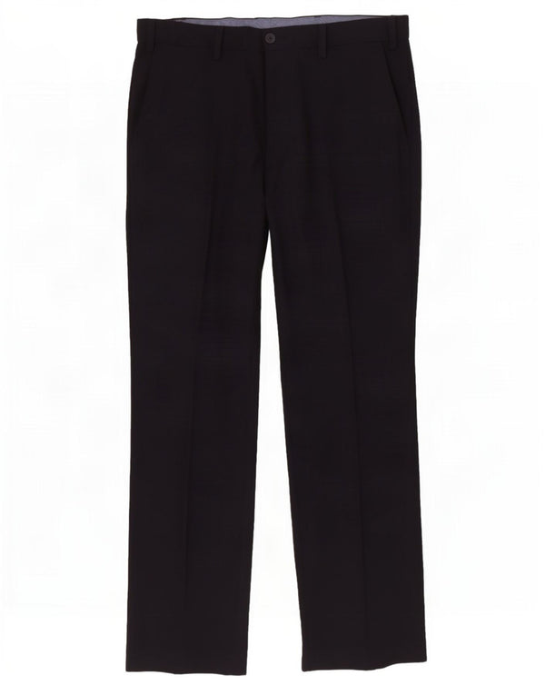 Pantaloni chino regolari da uomo Marks & Spencer W34 L31 poliestere blu navy