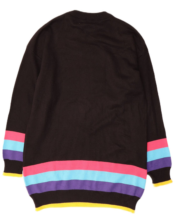 Abito maglione grafico da donna VINTAGE UK 16 Large Black Colourblock