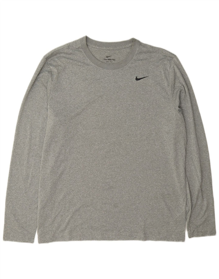 Maglia Nike Dri Fit da uomo a maniche lunghe XL in poliestere chiazzato grigio