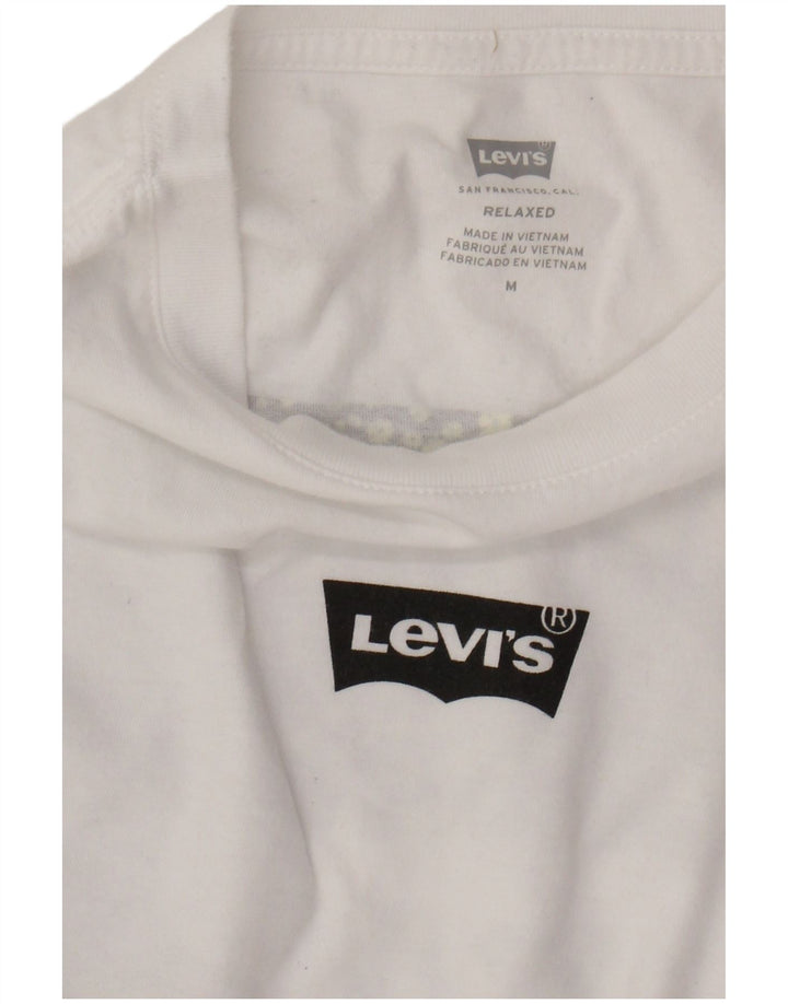 LEVI'S Top grafico rilassato da uomo a maniche lunghe in cotone bianco medio