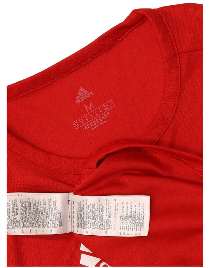 T-shirt Adidas Aeroready da uomo Top in poliestere color block rosso medio