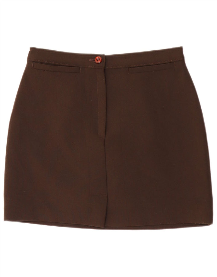 Minigonna vintage da donna media W28 in poliestere marrone