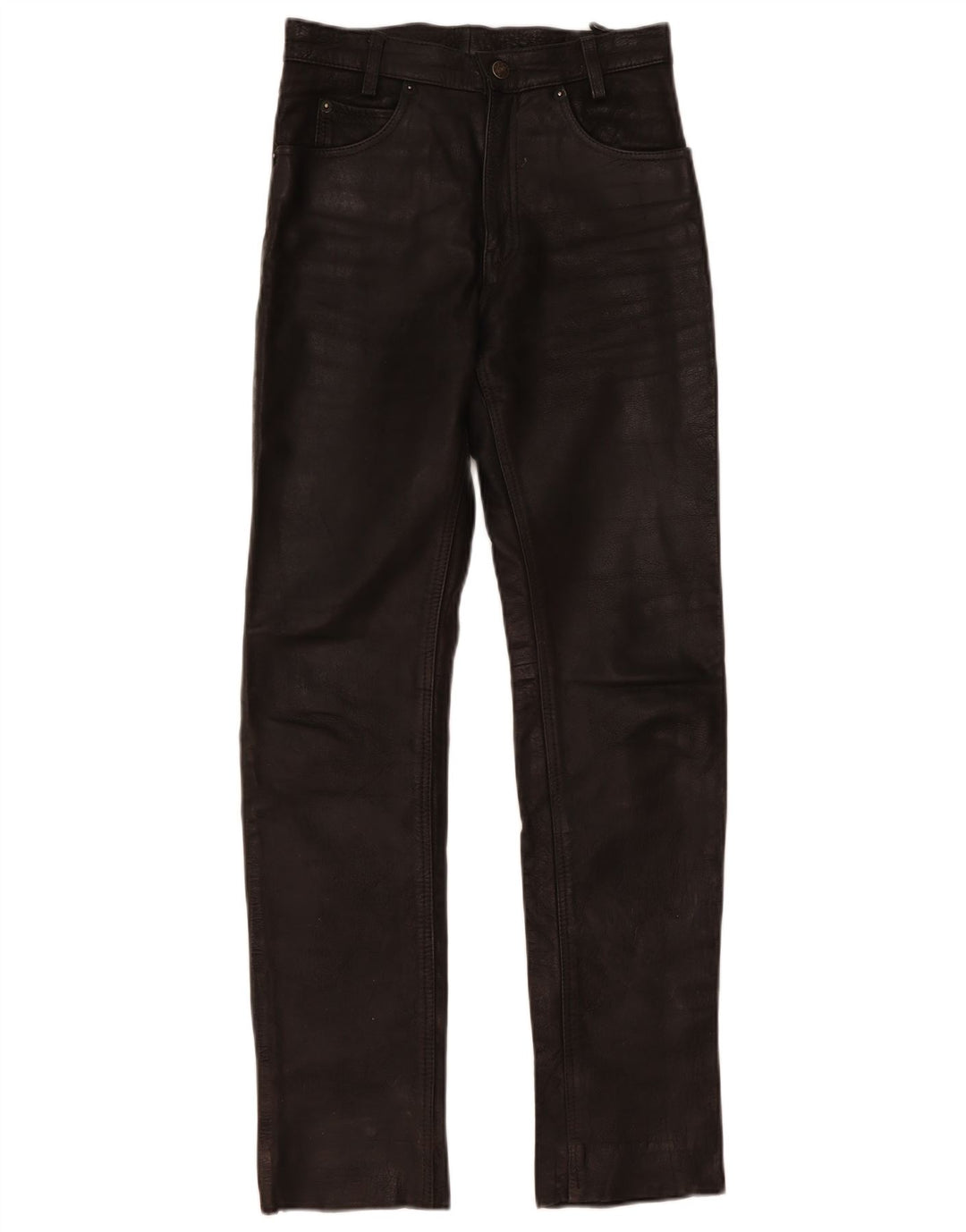 Pantaloni in Pelle Slim Vintage da Donna W28 L32 Pelle Nera