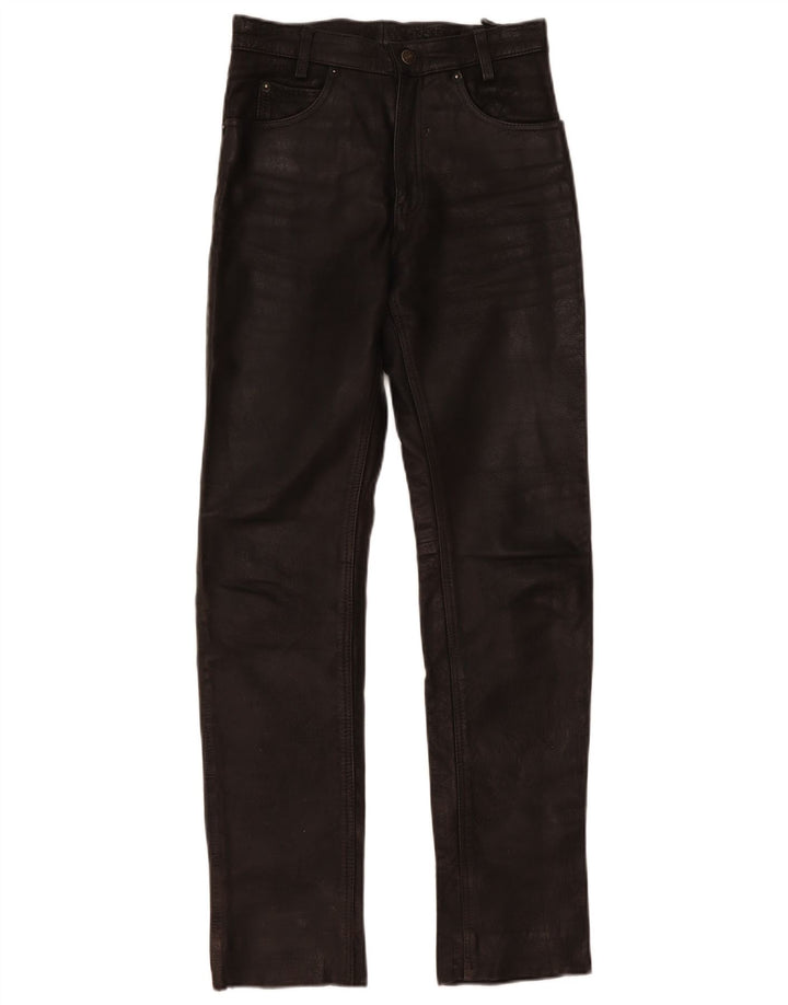 Pantaloni in Pelle Slim Vintage da Donna W28 L32 Pelle Nera