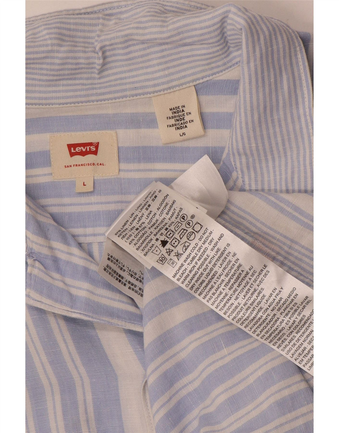 Camicia a maniche corte da uomo Levi's in lino a righe grandi blu